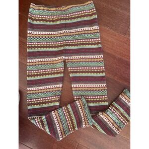 April Cornell Fair Isle Knit Leggings Base Layer XS 100% Cotton Boho Geometric
